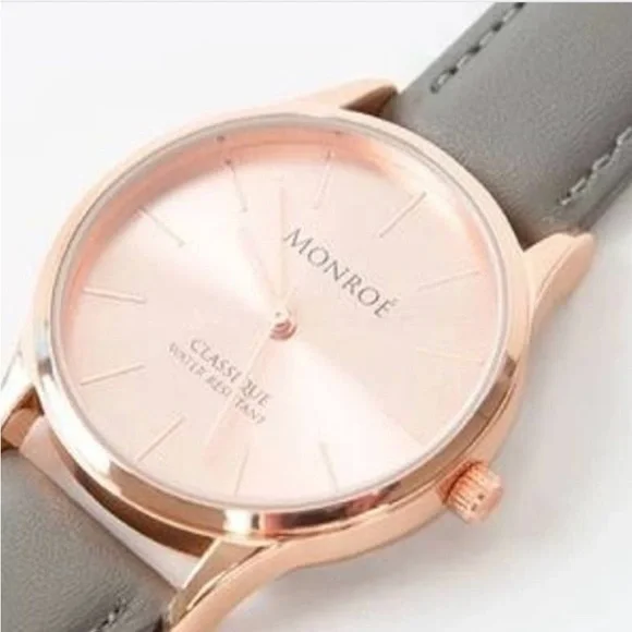 NWT - Monroe Grey Leather and Rose Gold Watch - Picture 4 of 5